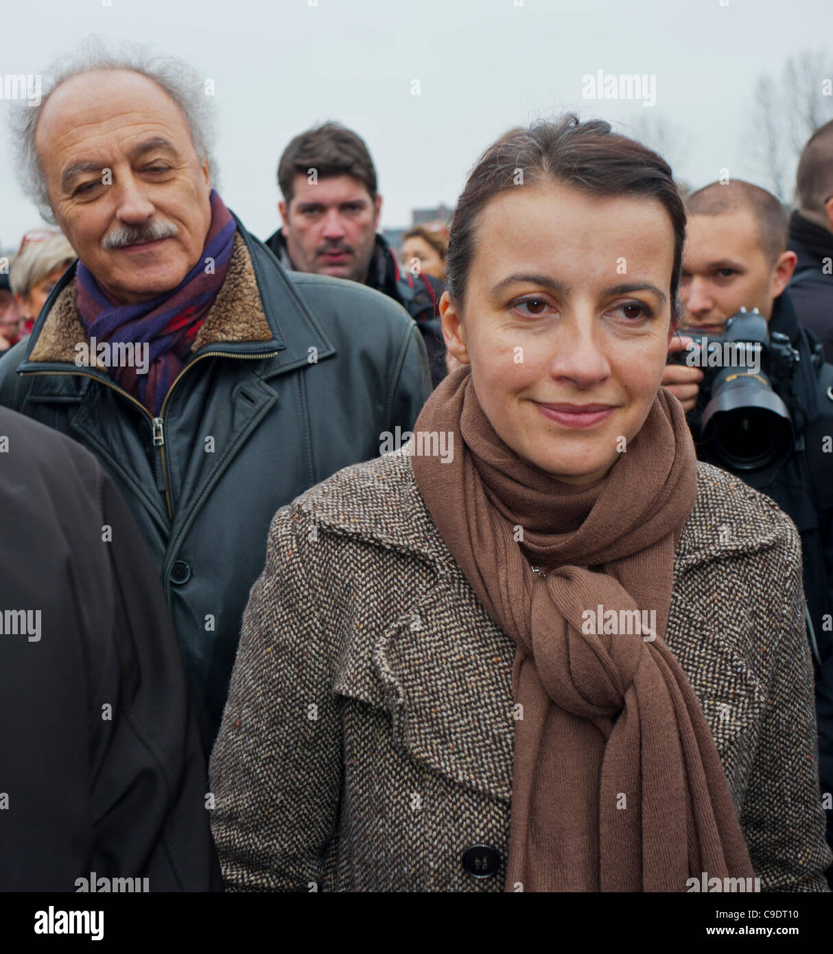 Paris, France, French Green Party Politicians, Cecile Duflot, (OXFAM) EELV, (Europe, Europe-Ecologie Les Verts), ex-Minister of Housing, at Hommage Memorial to Daniele Mitter-rand, France Minister, french political party, women politics, woman politician Stock Photo