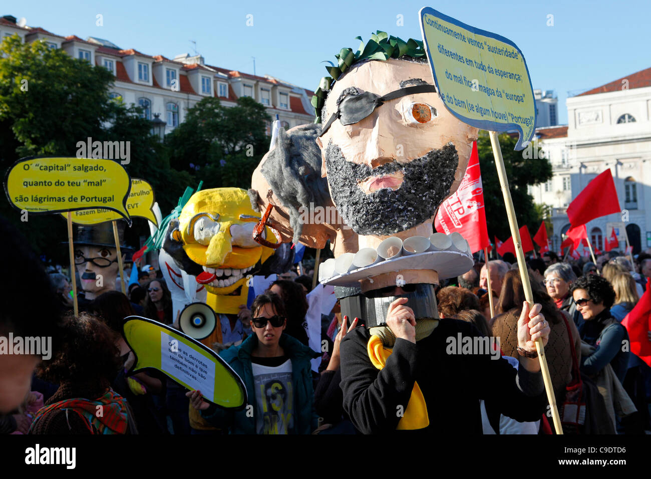 Workers and union members take part in the 24-hour Portuguese General Strike and demonstrate against the government's austerity programme in Lisbon, Portugal. The general strike (Greve Geral) and demonstration was one of the largest seen in recent times in Portugal. Photo by Stuart Forster. Stock Photo
