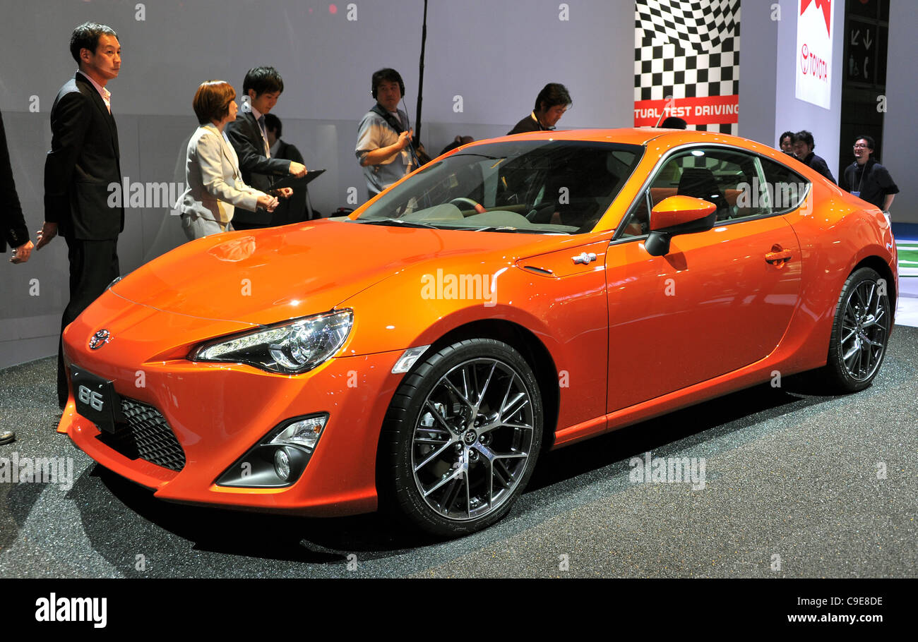 November 30, 2011, Tokyo, Japan - Toyota introduces the '86,' a compact rear-wheel drive sports car, during a press preview of the Tokyo Motor Show on Wednesday, November 30, 2011. ..The Tokyo Motor Show opened to the press Wednesday as Japanese automakers unveiled a bevy of electric cars and other  Stock Photo