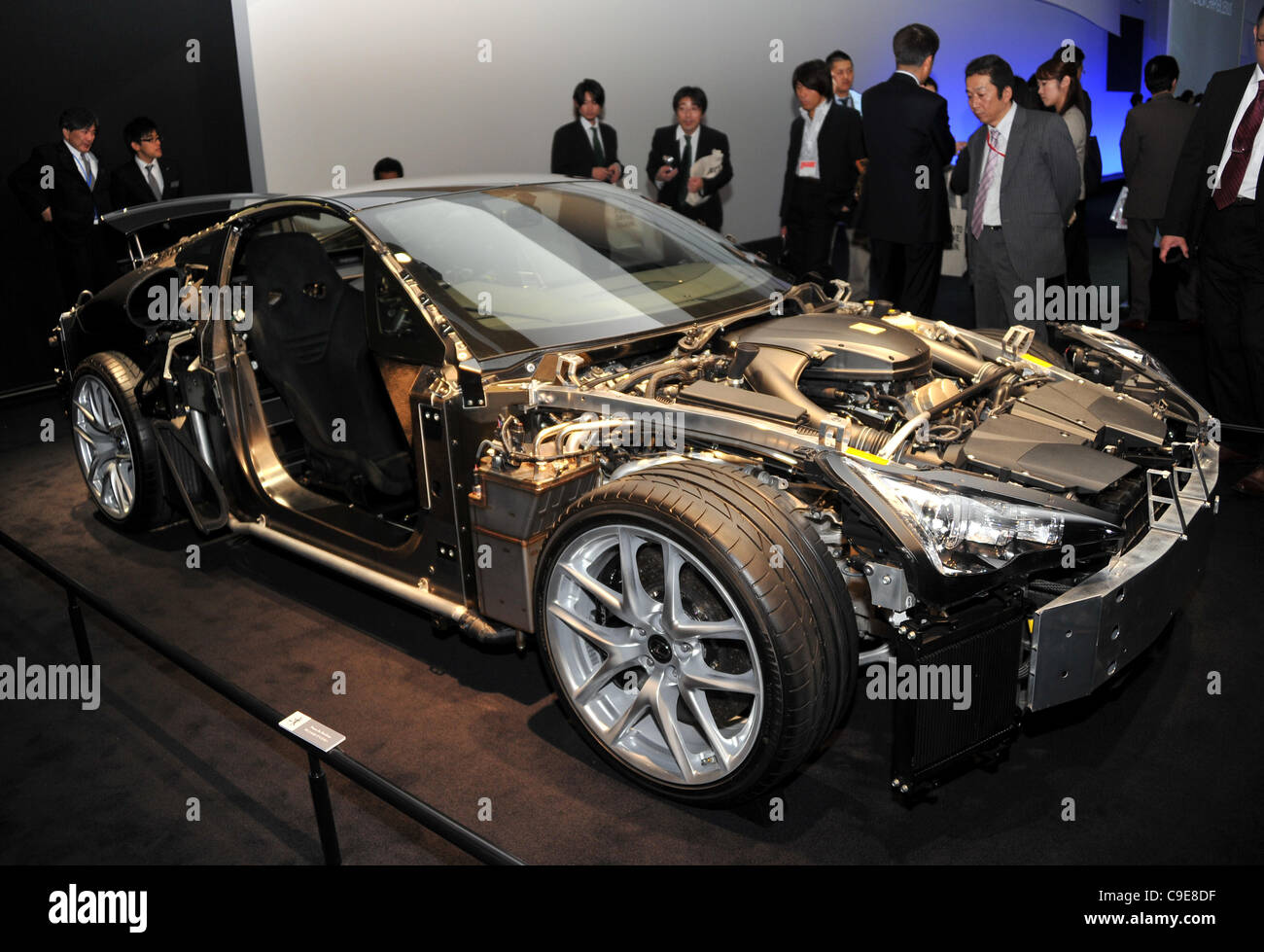November 30, 2011, Tokyo, Japan - A cutout model of Lexus is displayed during a press preview of the Tokyo Motor Show on Wednesday, November 30, 2011. ..The Tokyo Motor Show opened to the press Wednesday as Japanese automakers unveiled a bevy of electric cars and other green vehicles at a much small Stock Photo