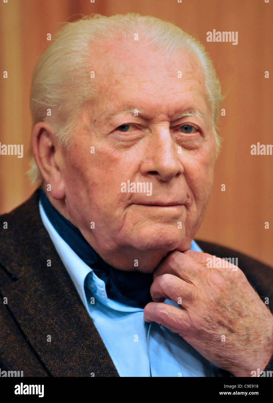 Czech animator Zdenek Miler, creator of an animated cartoons character The Mole, celebrates his 88th birthday at Prague, March 5, 2009. (CTK Photo/Michal Dolezal) Stock Photo