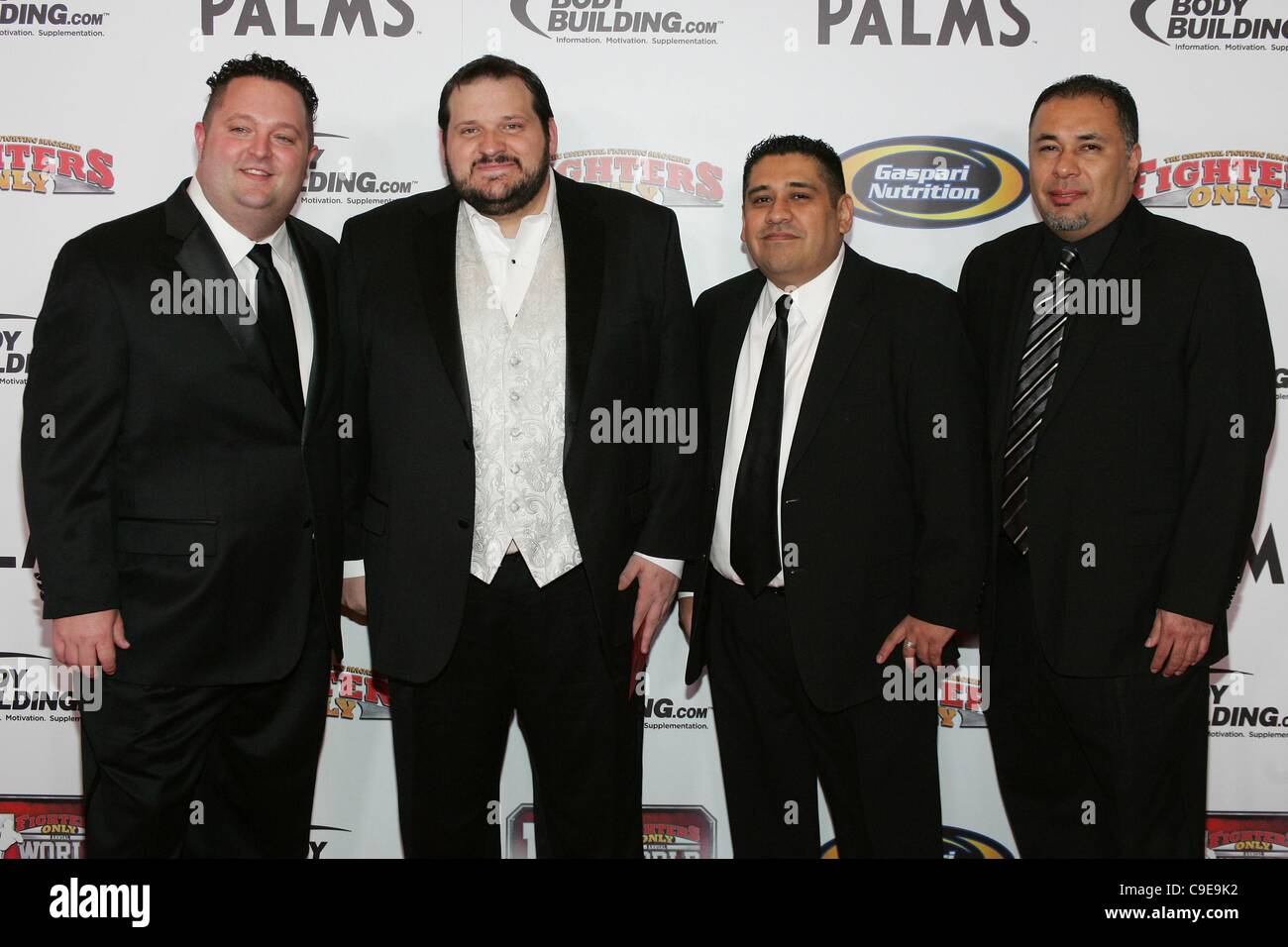 John Morgon, Dann Stupp, Brian Garcia, George Garcia of MMA Junkies in attendance for 4th Annual Fighters Only World Mixed Martial Arts (MMA) Awards, Palms Casino Resort Hotel, Las Vegas, NV November 30, 2011. Photo By: James Atoa/Everett Collection Stock Photo