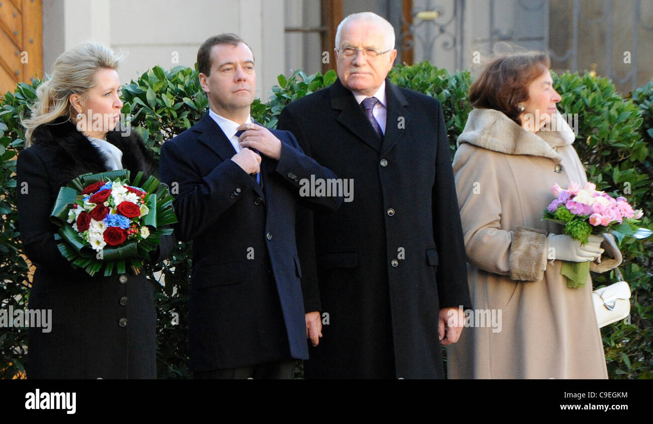 Czech President Vaclav Klaus With His Wife Livia Right And Russian Stock Photo Alamy