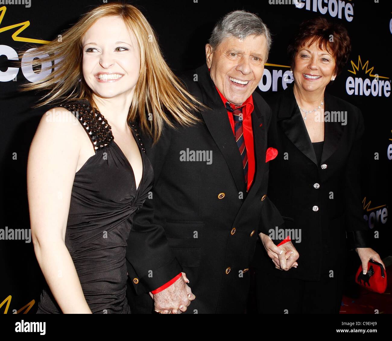 Danielle Sarah Lewis, Jerry Lewis, SanDee Pitnick at arrivals for Method to the Madness of Jerry Lewis Premiere on ENCORE Originals, The Paramount Theater, Los Angeles, CA December 7, 2011. Photo By: Craig Bennett/Everett Collection Stock Photo