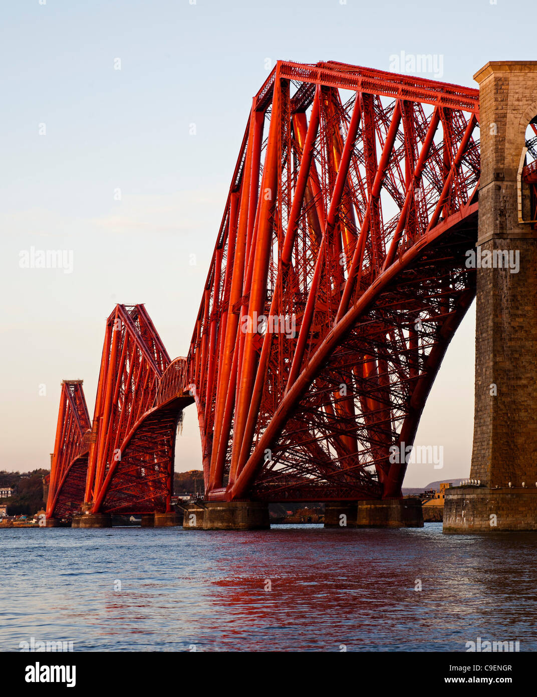 Forth Rail Bridge 09 December 2011 repainting and refurbishment now complete, South Queensferry, Scotland Stock Photo