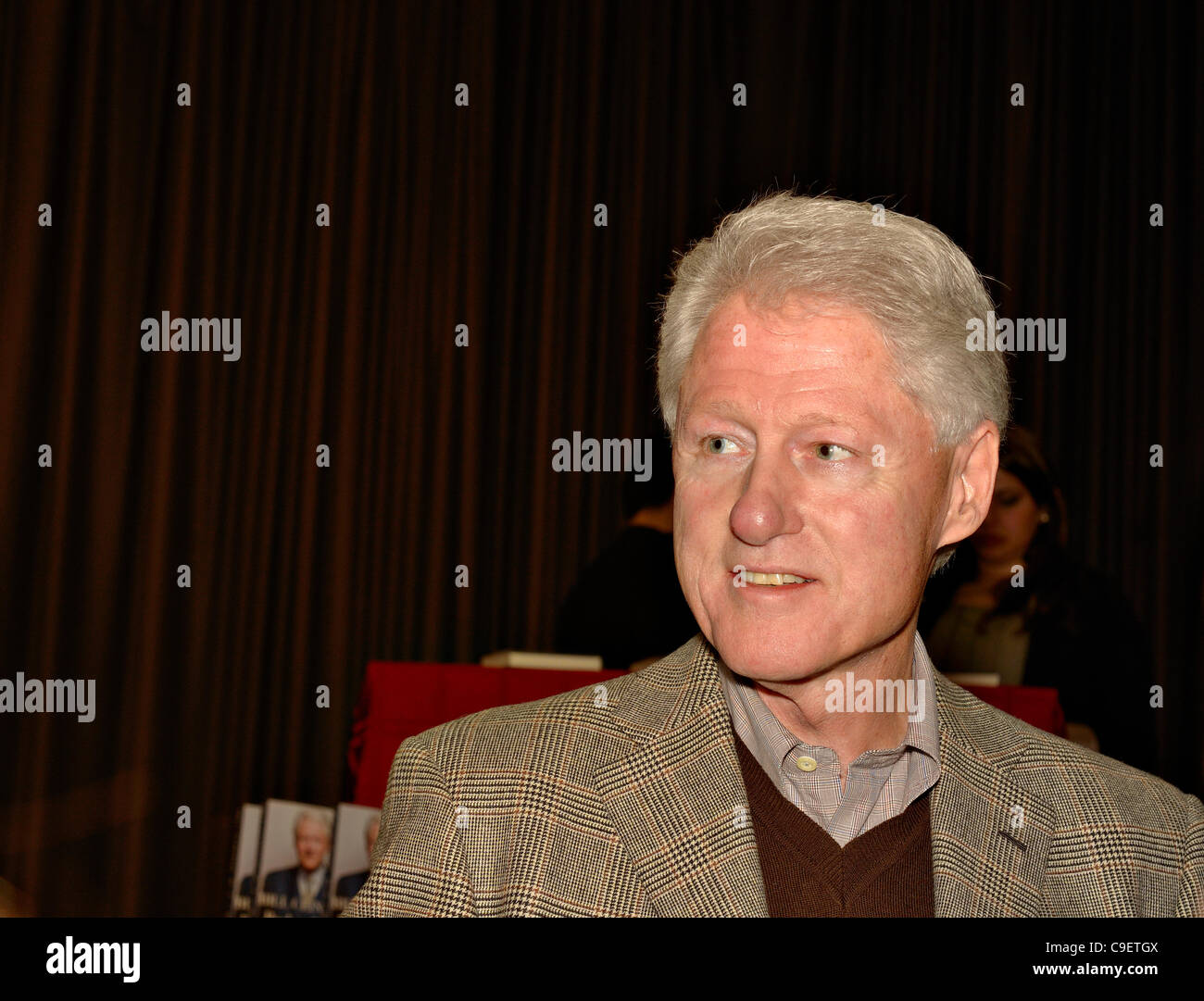 Portrait of smiling President Bill Clinton taken during his book signing at the Chappaqua Library in his hometown of Chappaqua, New York on December 9, 2011. More than 500 people attended the book signing. Stock Photo