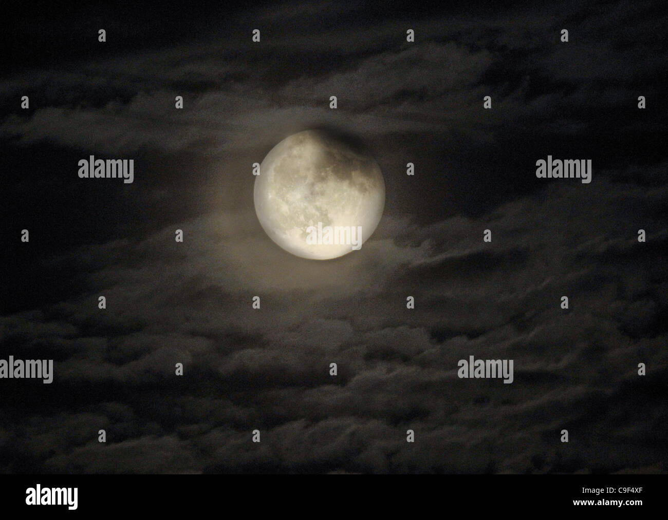 A view of the lunar eclipse from Rokycany, Czech Republic on December 10, 2011 Stock Photo