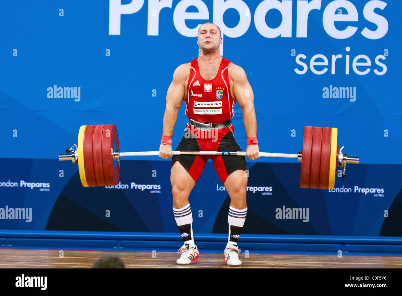 Bartlomiej BONK of Poland competing in the Men's +105kg London Prepares  Weightlifting International Invitational, 10–11 Dec 11, ExCel, London, UK  Stock Photo - Alamy