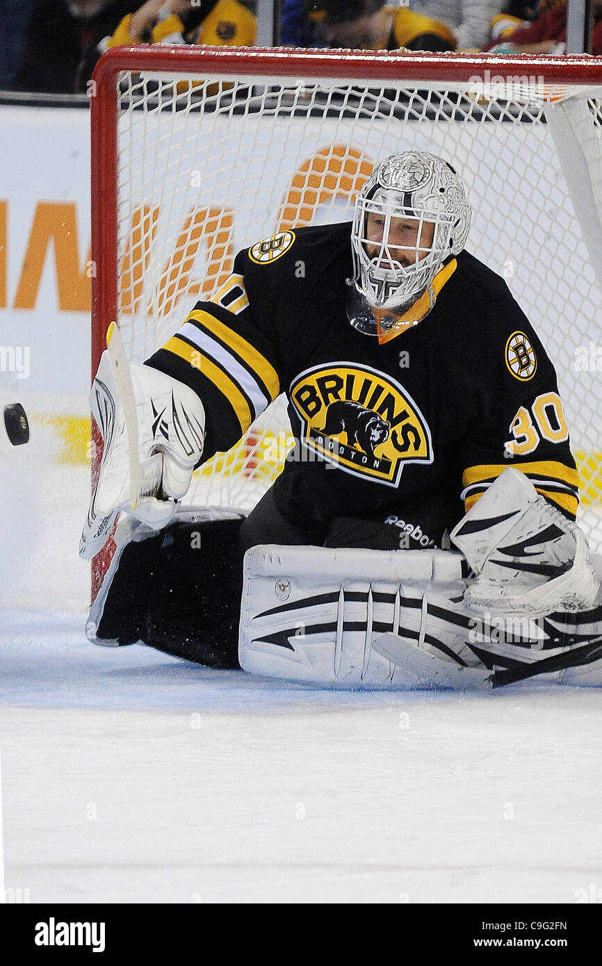 Dec. 19, 2011 - Boston, Massachusetts, U.S - puck gets by Boston Goalie, Tim Thomas (#30)  in action during the first period of play. The Canadiens tie the Bruins 1-1. (Credit Image: © Jim Melito/Southcreek/ZUMAPRESS.com) Stock Photo