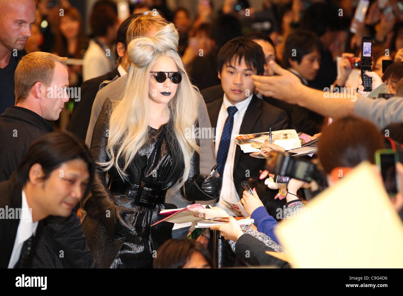 Lady Gaga, .Dec 20, 2011: .American singer Lady Gaga arrives .at Narita Airport, Chiba, Japan. .(Photo by YUTAKA/AFLO) [1040] Stock Photo