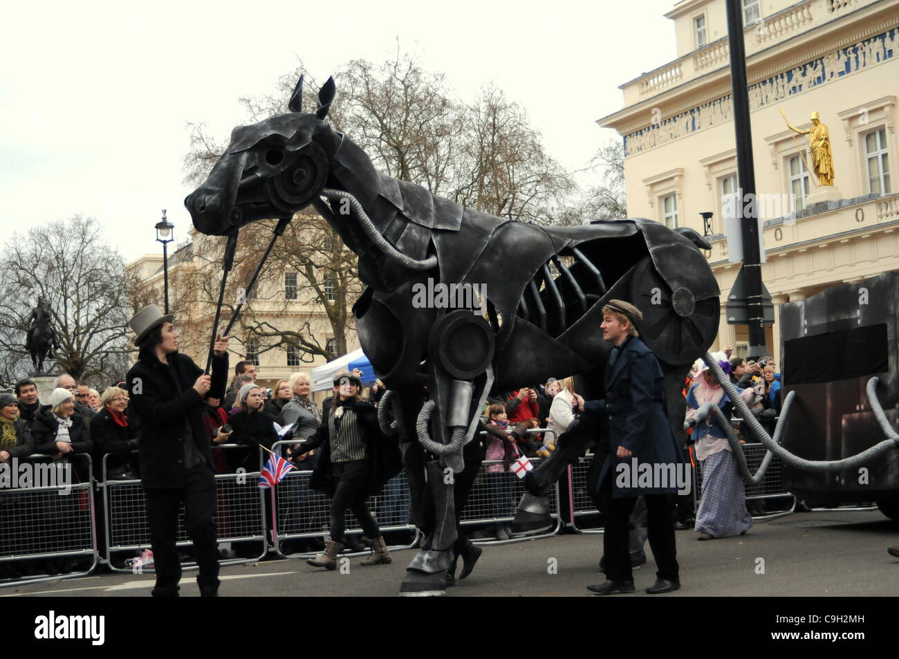 Giant Horse puppet marching during London's New Year's Day Parade. 01/01/12 Stock Photo