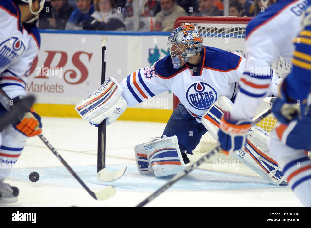 Jan. 3, 2012 - Buffalo, New York, U.S - Edmonton Oilers goalie Nikolai ...