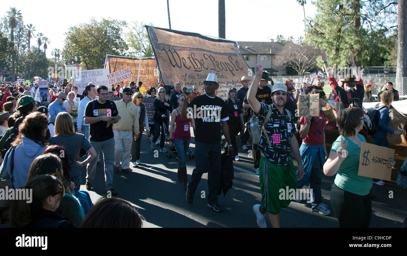 Occupy Wall Street Demonstration at the 2012 Rose Parade in Pasadena California Stock Photo