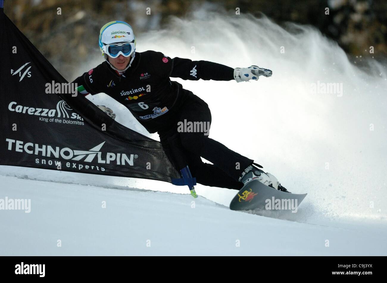 Aaron March (ITA), DECEMBER 21, 2011 - Snowboarding : FIS Snowboard World Cup Men's Parallel Giant Slalom in Carezza, Italy. (Photo by Hiroyuki Sato/AFLO) Stock Photo