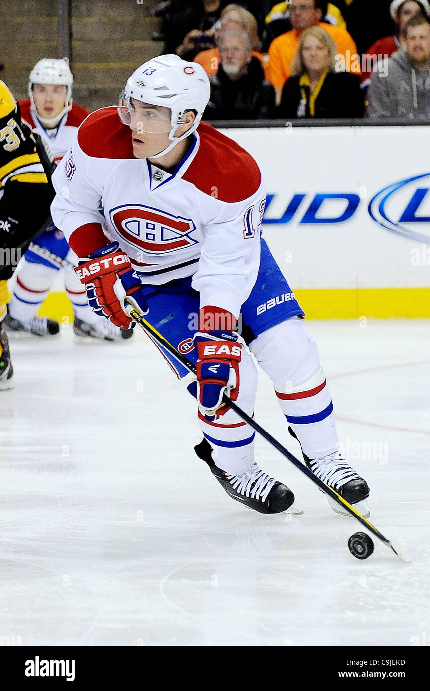 Jan. 12, 2012 - Boston, Massachusetts, U.S - Canadiens Forward, Michael Cammalleri (13) in action during the first period of play at the TD Garden in Boston, Massachusetts. Boston leads Montreal 1-0. (Credit Image: © Jim Melito/Southcreek/ZUMAPRESS.com) Stock Photo