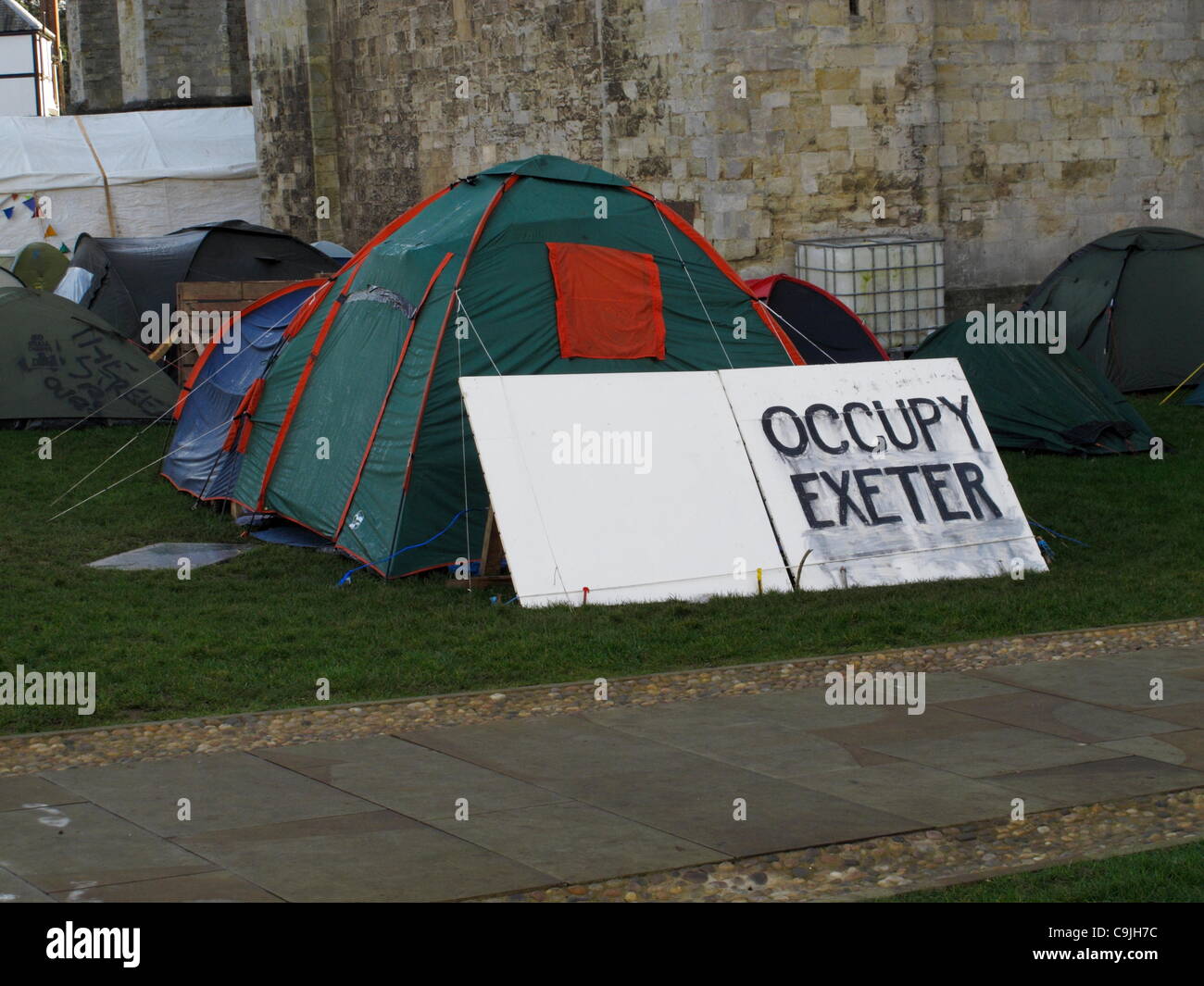 The Occupy Exeter Protesters have now been asked to leave by cathedral officials Stock Photo