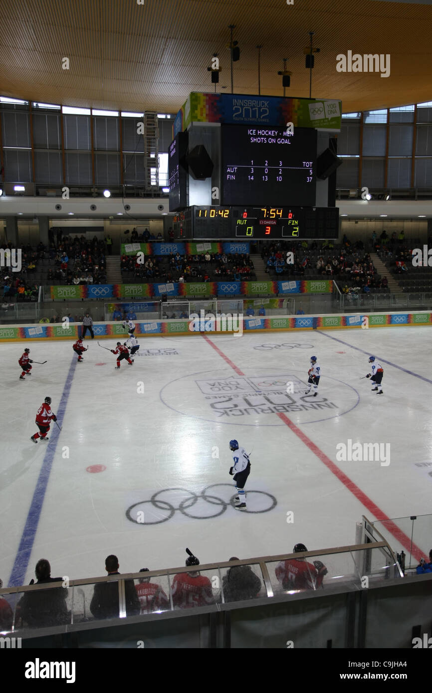 13/01/2012, Innsbruck, Austria. Ice Hockey match Finland vs Austria at the Winter Youth Olympic Games Stock Photo