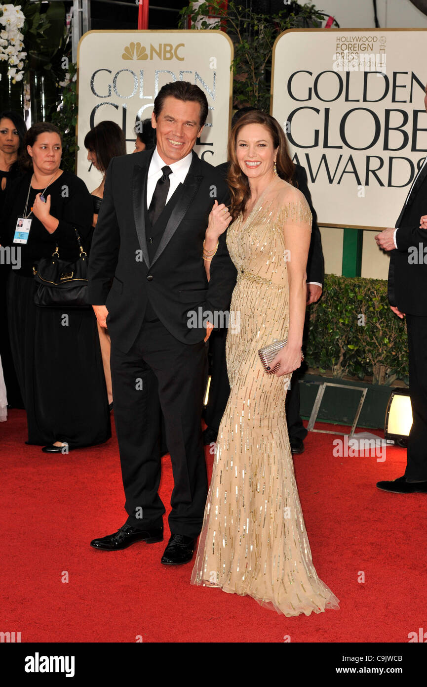 Jan. 15, 2012 - Los Angeles, California, U.S. - Actor JOSH BROLIN and actress DIANE LANE wearing a Reem Acra  gown at the 69th Golden Globe Awards at the Beverly Hilton Hotel in Beverly Hills, California on Sunday. (Credit Image: © ZUMAPRESS.com) Stock Photo