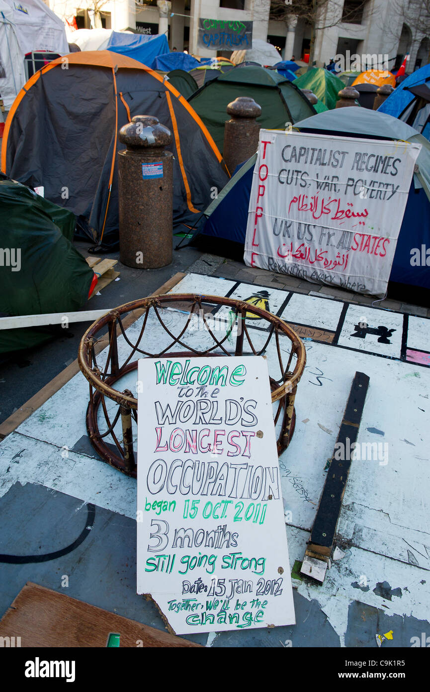 The Occupy London site at St Paul's may not extend its 3 month stay if new police powers to remove tented protests are upheld Stock Photo