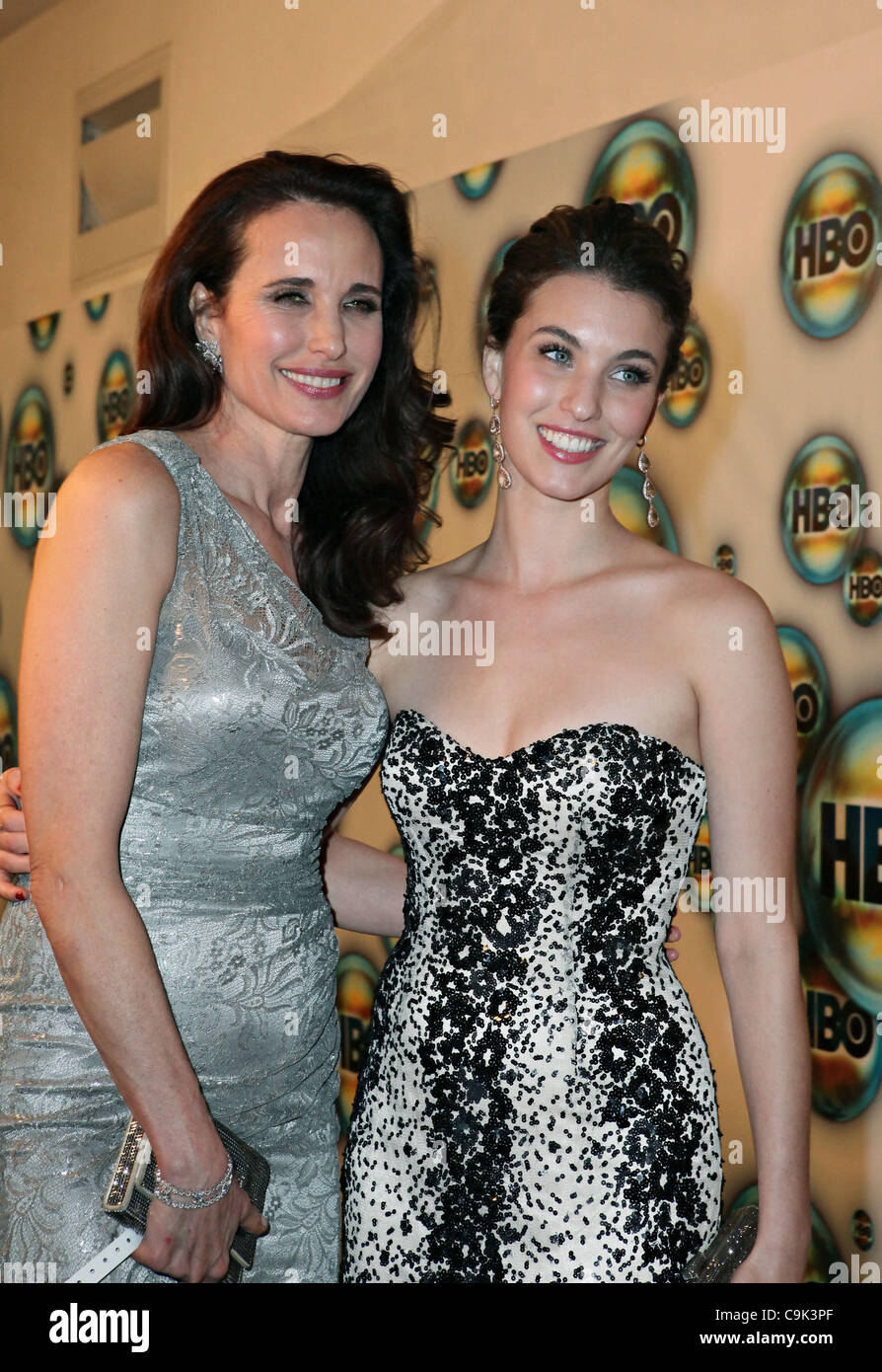 ANDIE MCDOWELL AND RAINEY QUALLEY attend the 2012 HBO Golden Globes After Party Stock Photo