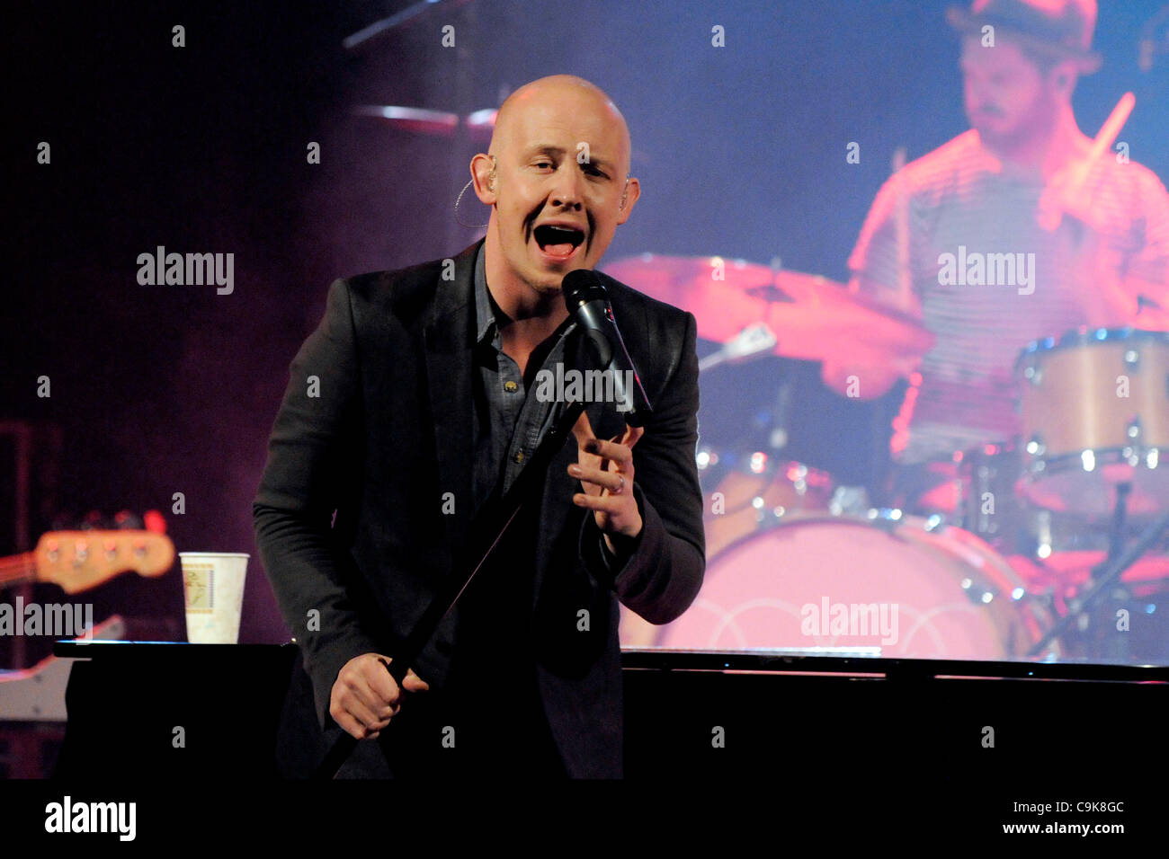 January 17, 2012, Toronto, Canada - American band 'The Fray' performs at The Opera House. In photo, lead singer Isaac Slade. Stock Photo