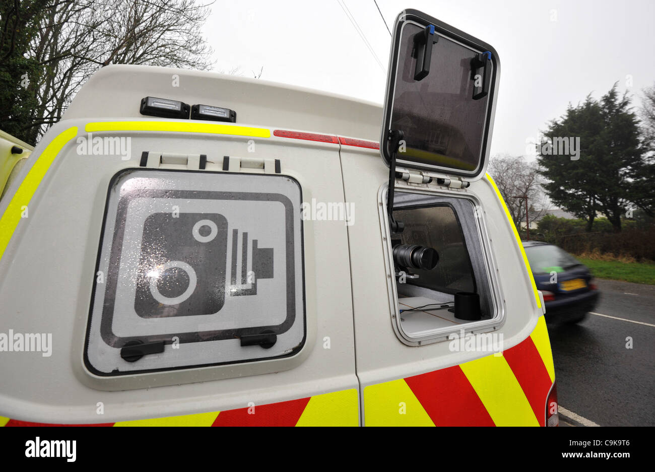 Speed camera, police mobile speed camera, UK Stock Photo
