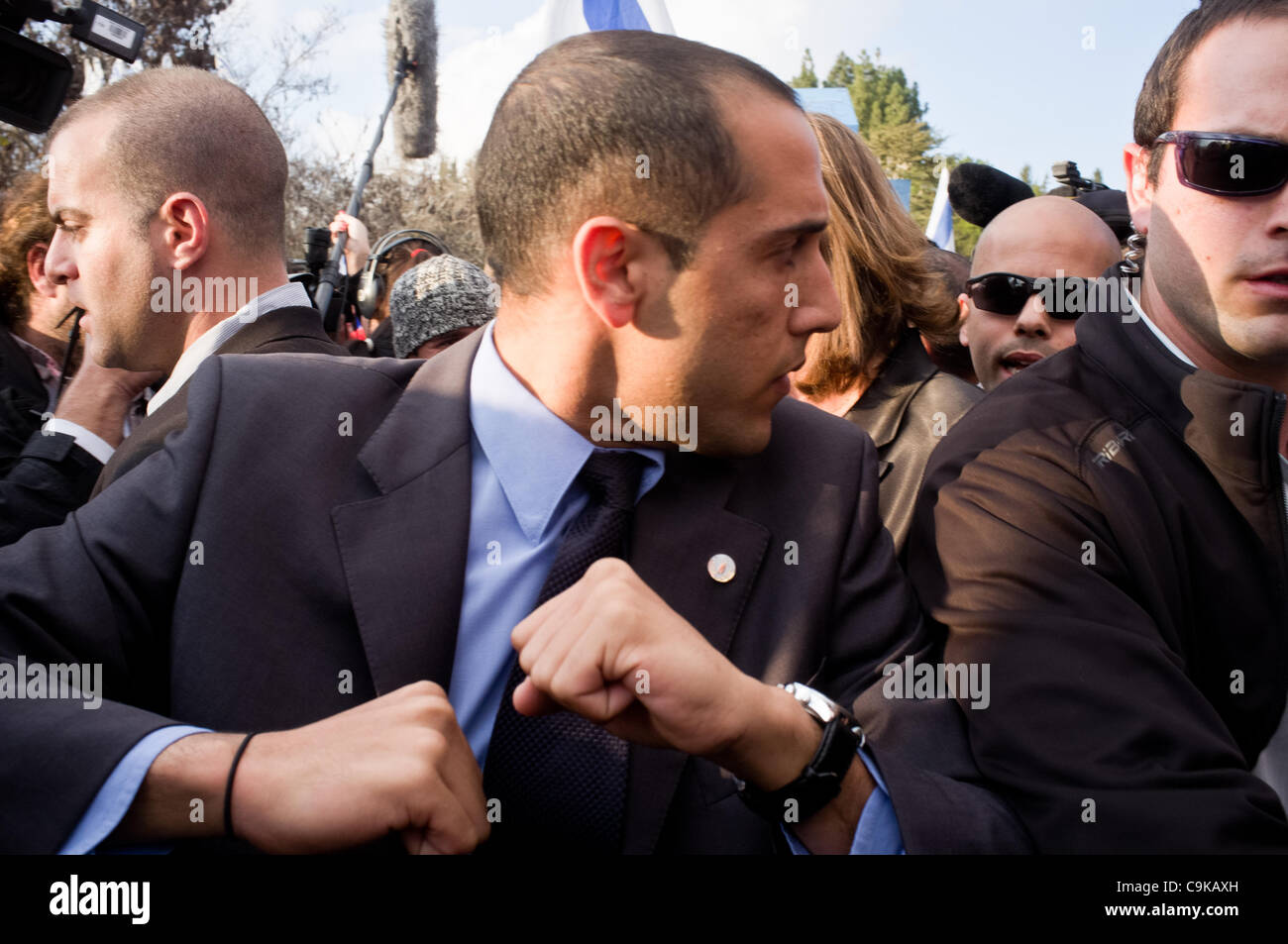 Opposition Leader Ms Tzipi Livni Is Accosted By Protestors Causing Tension Among Her Security Escorts At The Wohl Rose Garden As Thousands Of Ethiopians Opposition Leader Ms Tzipi Livni Is Accosted By Protestors Causing Tension Among Her Security Escorts At The Wohl Rose Garden As Thousands Of Ethiopians