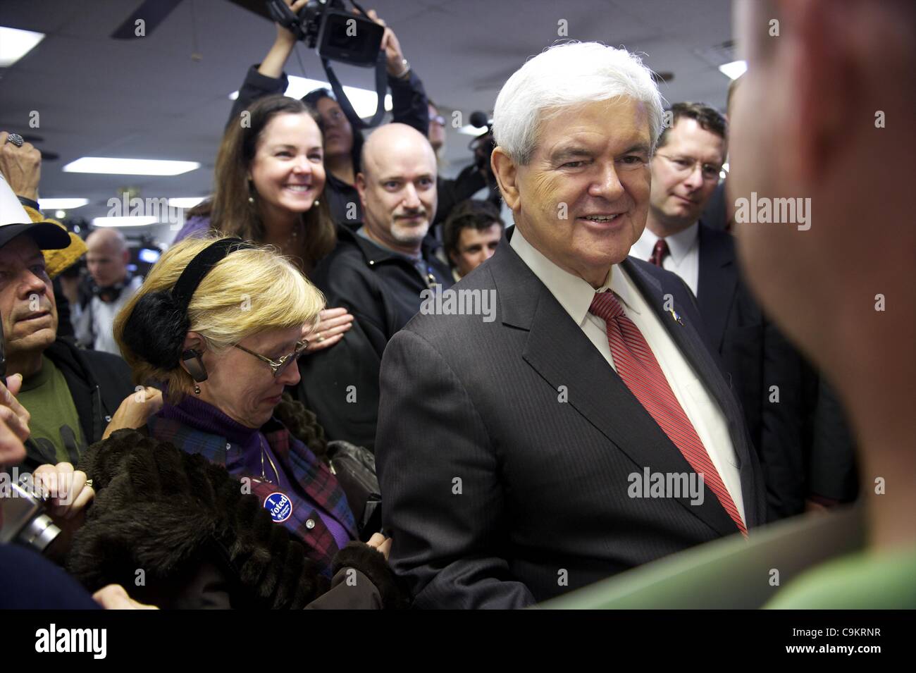 Jan. 21, 2012 - Greenville, SC, U.S - Republican Presidential candidate NEWT GINGRICH visits Tommy's Ham House on the day of the South Carolina primary. (Credit Image: © Mark Makela/ZUMAPRESS.com) Stock Photo