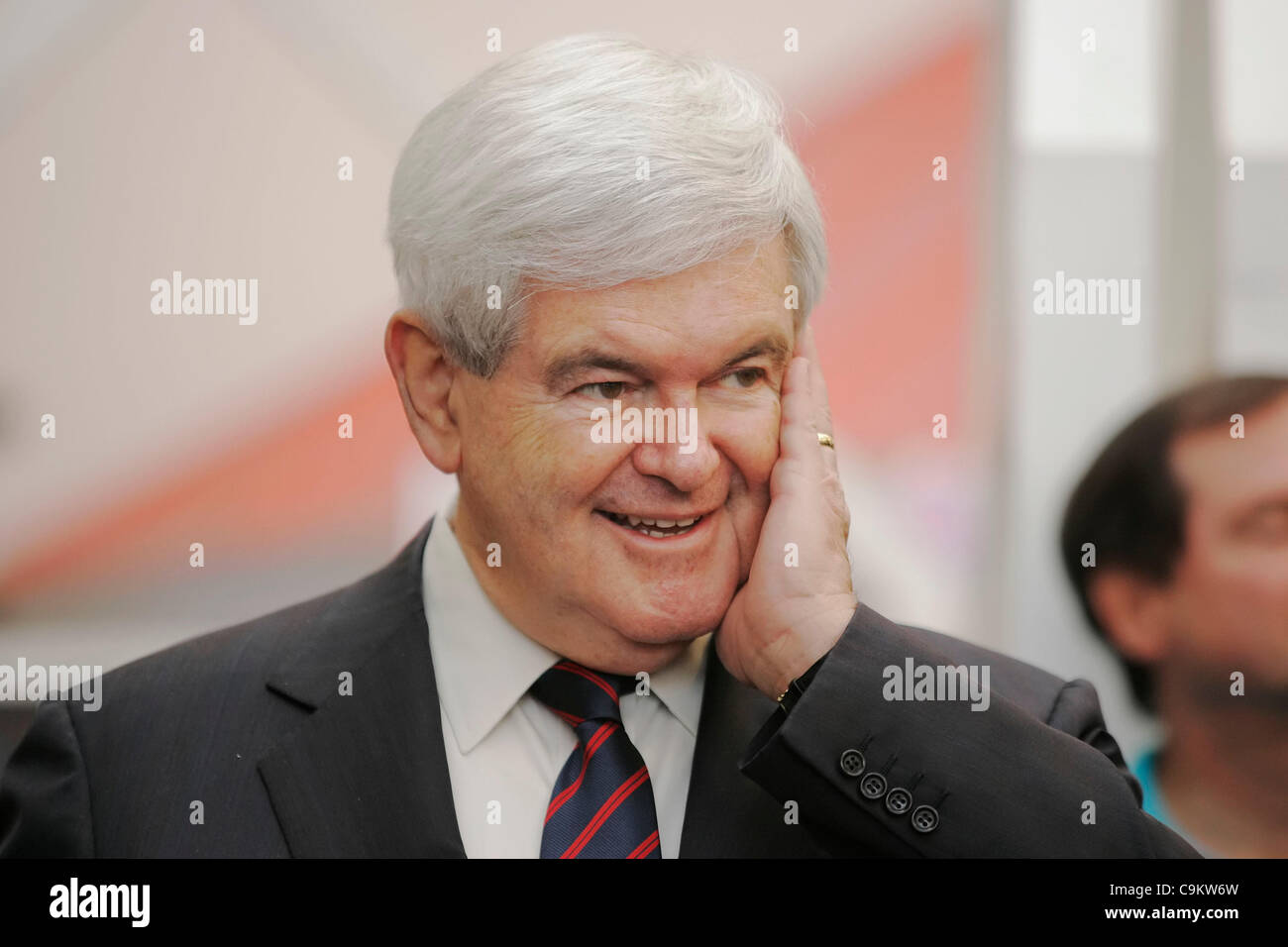 Republican presidential candidate and former House Speaker NEWT GINGRICH rubs the side of his face while campaigning at MUSC Children's Hospital. South Carolina's primary election is scheduled for January 21. Stock Photo