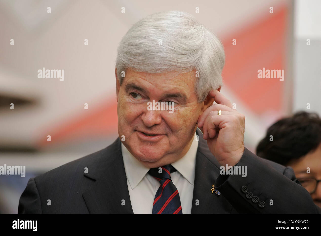 Republican presidential candidate and former House Speaker NEWT GINGRICH scratches his head while campaigning at MUSC Children's Hospital. South Carolina's primary election is scheduled for January 21. Stock Photo