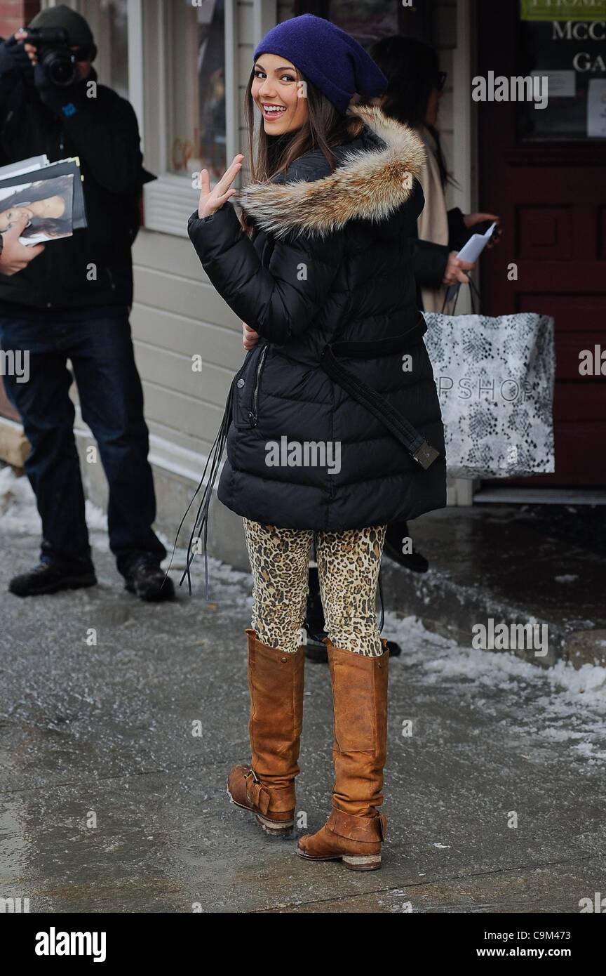 Victoria Justice, leaves the Grey Goose lounge out and about for Sundance  Film Festival Candids - SUN, , Park City, UT January 22, 2012. Photo By:  Ray Tamarra/Everett Collection Stock Photo - Alamy