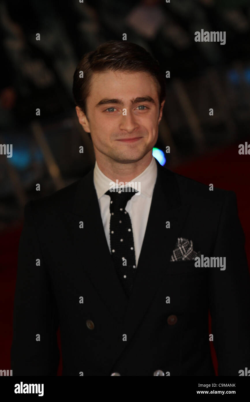 London, UK, 24/01/2012 Daniel Radcliffe attends UK premiere of Hammer Horror adaptation of Susan Hill's spooky novel. Directed b Stock Photo