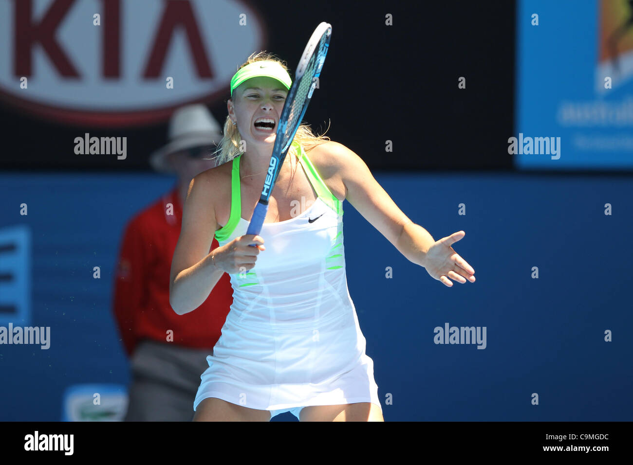 Maria Sharapova playing Ekaterina Makarova at the Australian Open