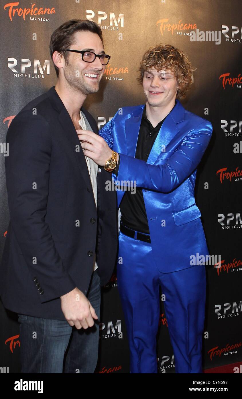 Ryan Eggold, Evan Peters at arrivals for Evan Peters 24th Birthday Party at RPM Nightclub, Tropicana Las Vegas, Las Vegas, NV January 28, 2012. Photo By: MORA/Everett Collection Stock Photo