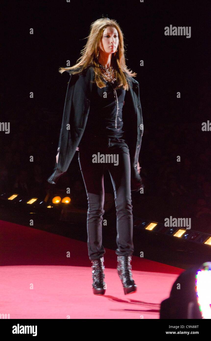 January 30th, 2012 : Tokyo, Japan – Japanese model Nanao appears at a press conference for the film “The Girl with the Dragon Tattoo” in the Tokyo Kokusai Forum. This story is based on a Swedish crime novel 'Millennium Series'.  Daniel Craig and Rooney Mara play as main characters in the movie. This Stock Photo