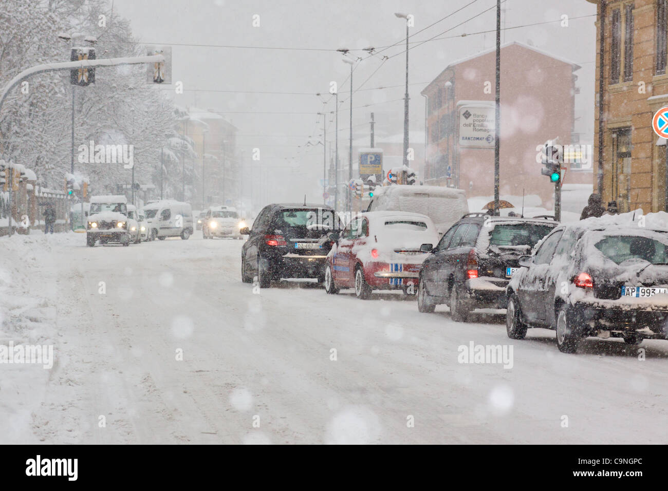 BOLOGNA, ITALY. 01/02/12 A snow storm hits Bologna, Italy, causing
