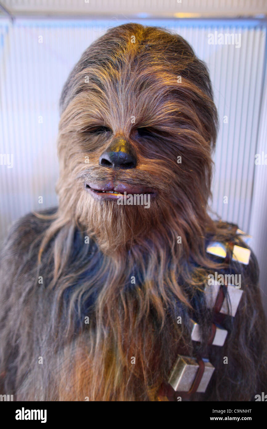 Jan. 22, 2012 - Santa Ana, California, U.S. - CHEWBACCA, also known as Chewie, is a fictional character in the Star Wars franchise, portrayed by Peter Mayhew. In the series' narrative chronology, he appears in Episode III: Revenge of the Sith, Episode IV: A New Hope, Episode V: The Empire Strikes Ba Stock Photo