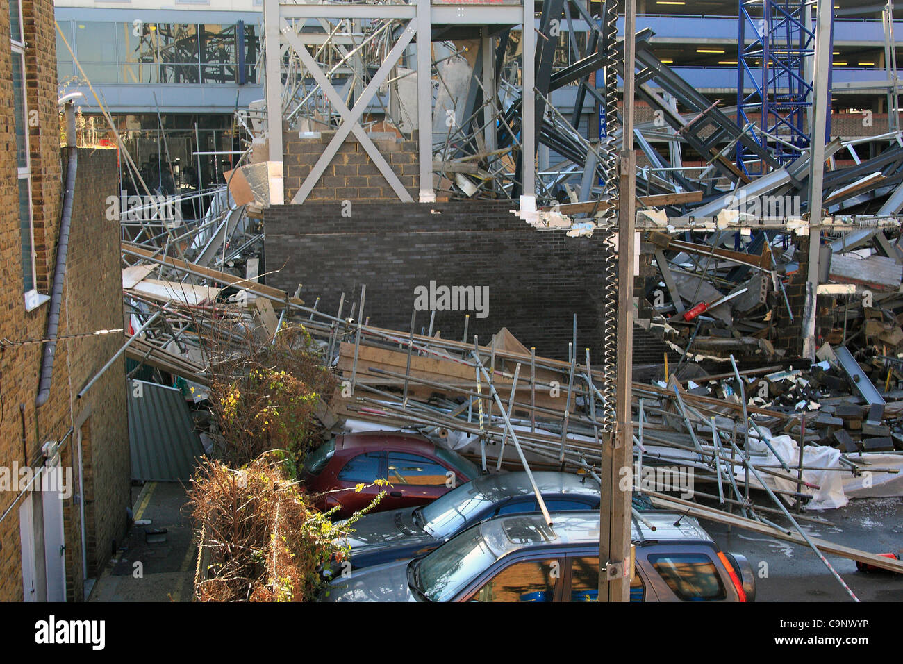 Redbridge Council staff car park littered with tons of debris from the