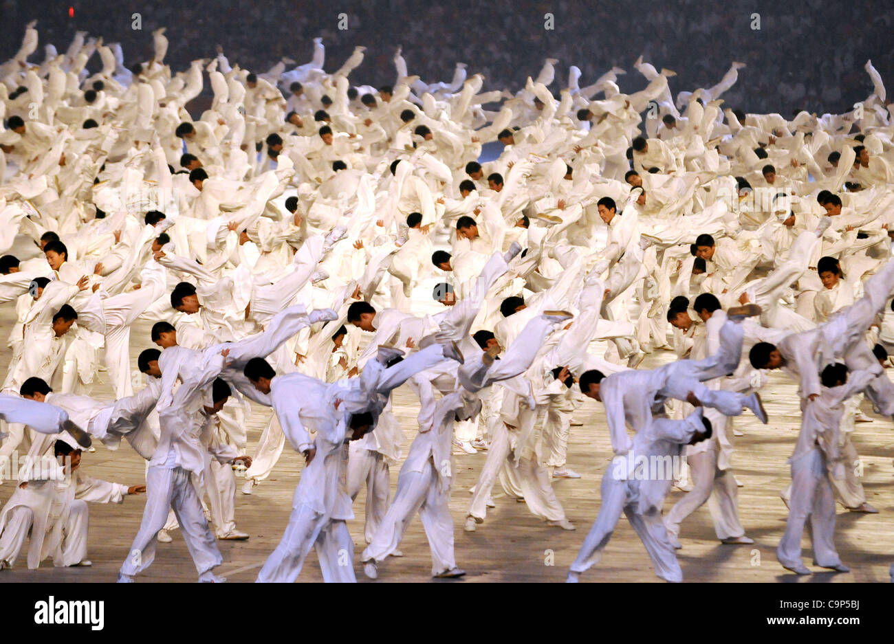 AUGUST 8, 2008 - Opening Ceremony : Performers dance during the opening ceremony for the 2008 Beijing Summer Olympics Games at the National Stadium on August 8, 2008 in Beijing, China. (Photo by AFLO SPORT) [0005] Stock Photo