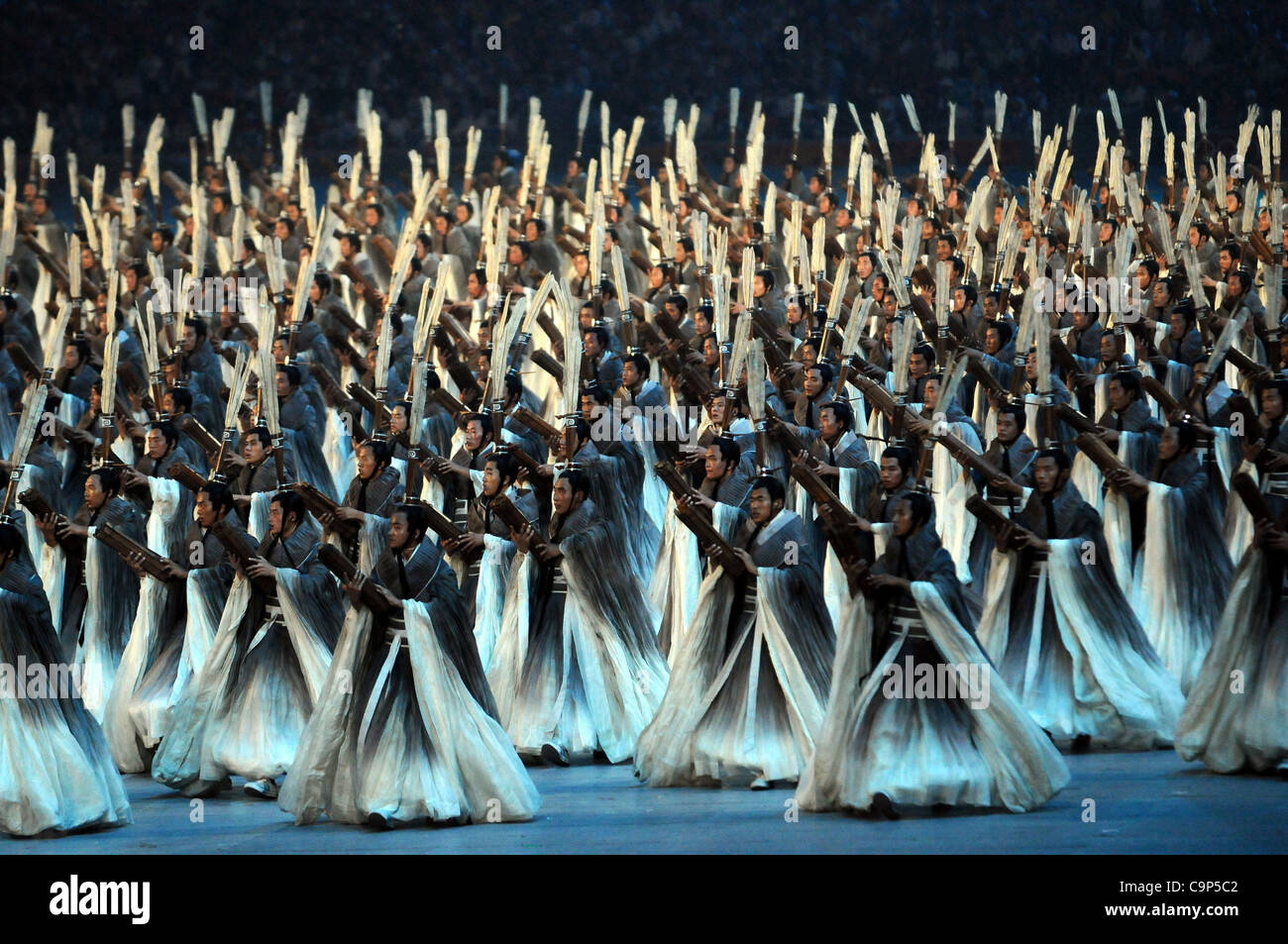 AUGUST 8, 2008 - Opening Ceremony : Performers dance during the opening ceremony for the 2008 Beijing Summer Olympics Games at the National Stadium on August 8, 2008 in Beijing, China. (Photo by AFLO SPORT) [0005] Stock Photo