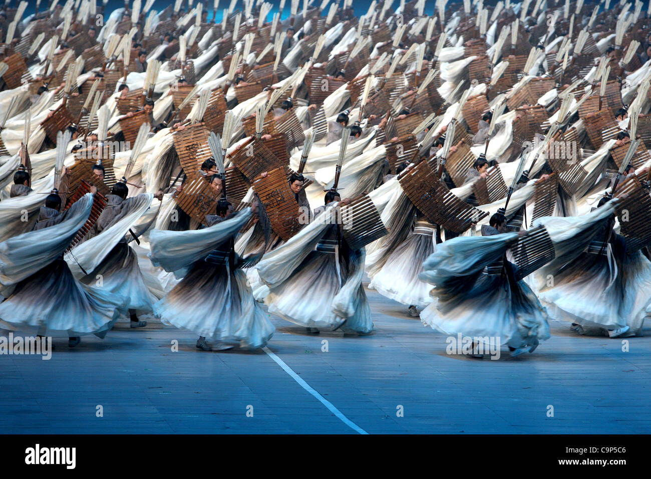 AUGUST 8, 2008 - Opening Ceremony : Artists perform during the opening ceremony for the 2008 Beijing Summer Olympics at the National Stadium on August 8, 2008 in Beijing, China. (Photo by Koji Aoki/AFLO SPORT) [0008] Stock Photo