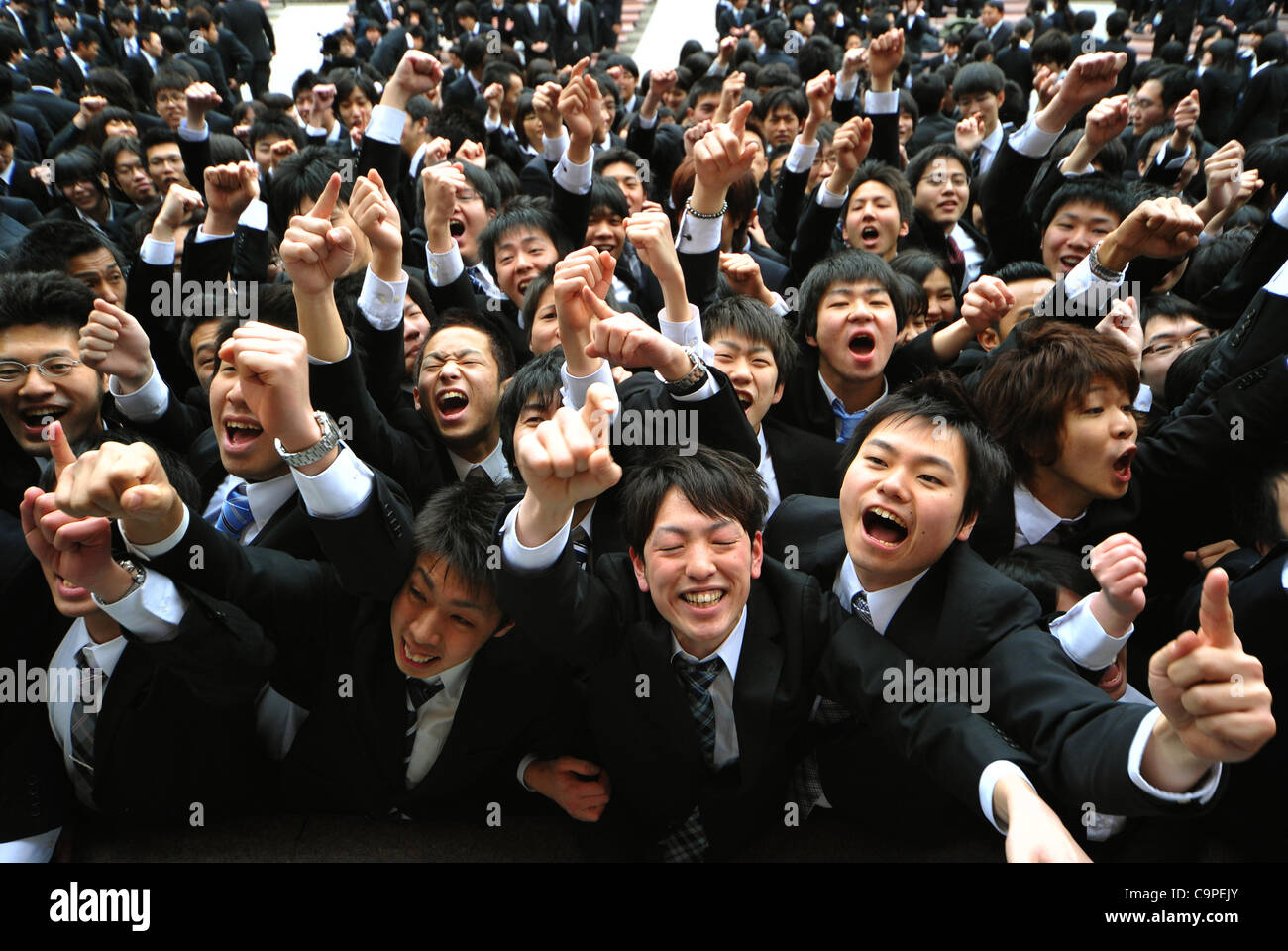Image showcasing February 8, 2012, Tokyo, Japan - A throng of professional school ...