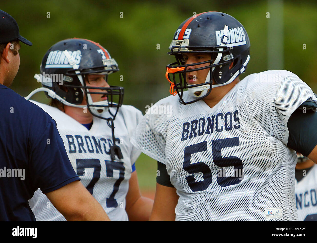 Brandeis High School offensive lineman Kyle Marrs (right) has appeared