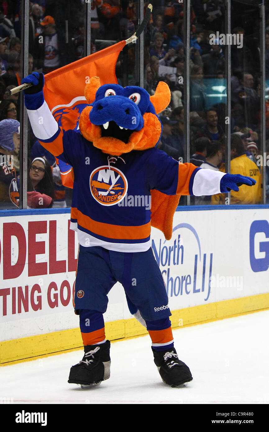 Sparky the NY Islanders mascot at the LA/Colorado hockey g…