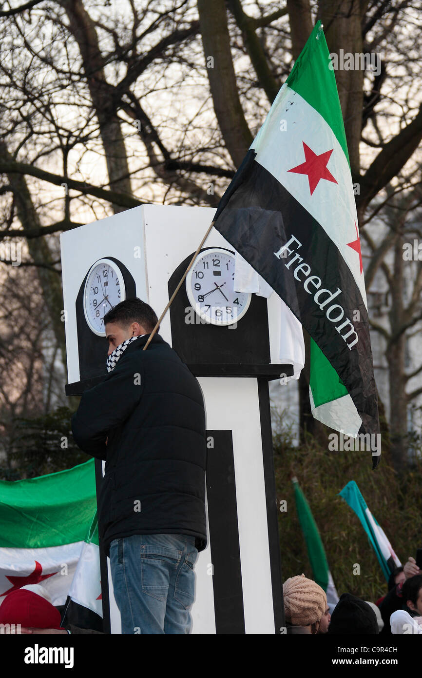 Protest at the Syrian Embassy in London 11th February 2012 Stock Photo