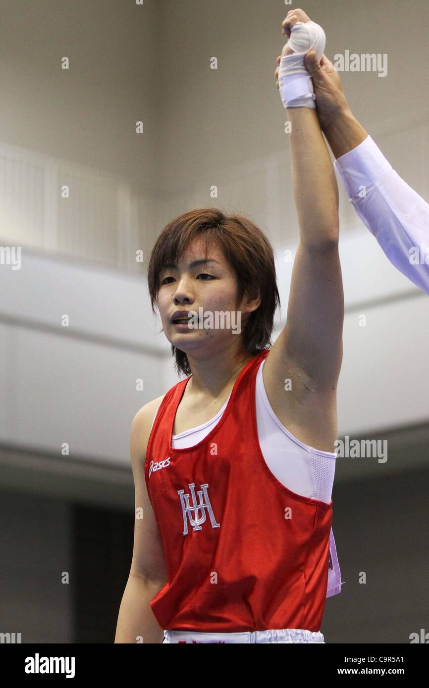 Tomoko Kugimiya,  February 11, 2012 - Boxing :  All Japan Women's Boxing Championships, Light Weight Class Final  at Naka-ku Sport Center, Hiroshima, Japan.  (Photo by Daiju Kitamura/AFLO SPORT) [1045] Stock Photo