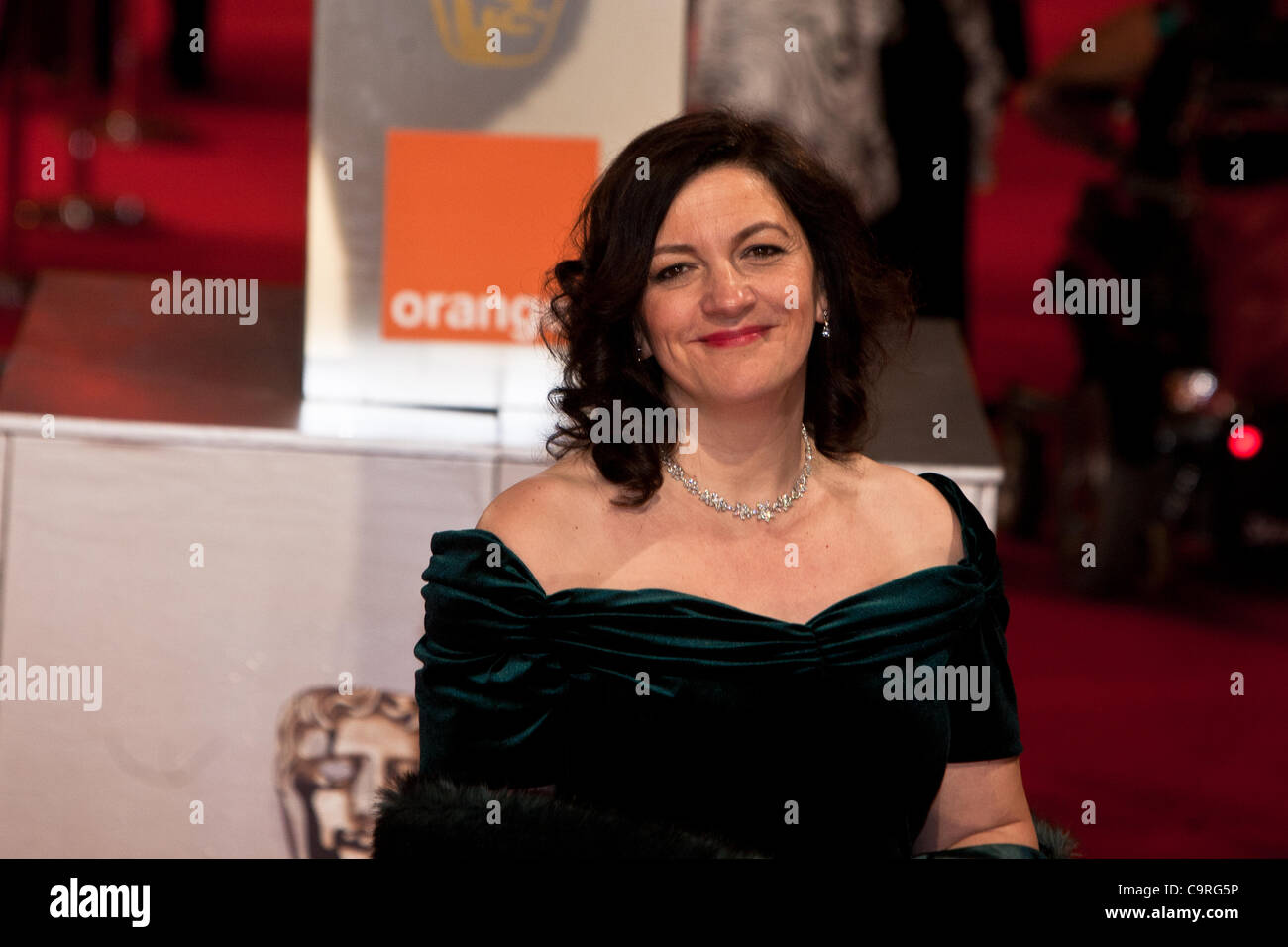 London, UK, 12/02/2012. Sarah Smith on the red carpet arriving at the 2012 BAFTAs Stock Photo