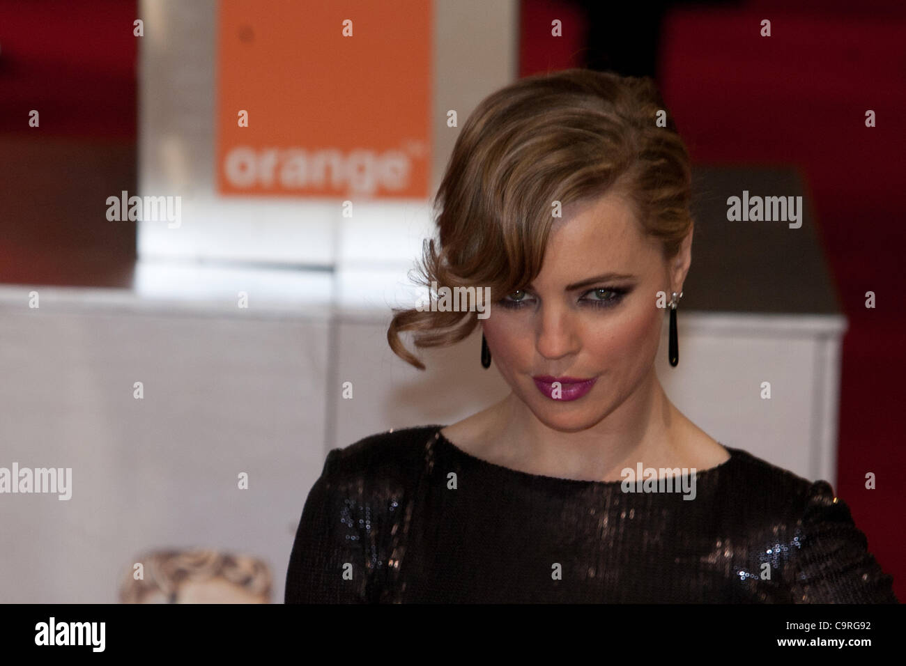London, UK, 12/02/2012. Australian actress Melissa George, arriving on the red carpet to attend the 2012 BAFTAs Stock Photo