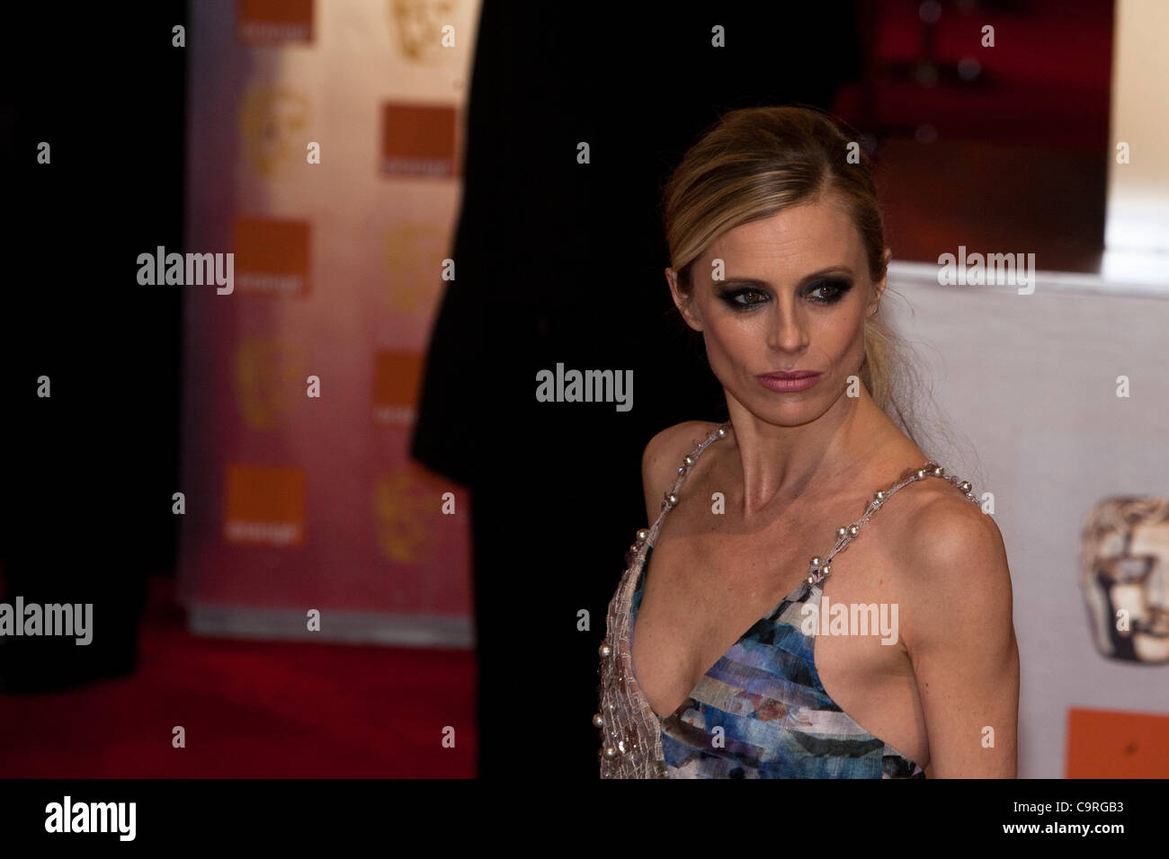 London, UK, 12/02/2012. Actress,  Laura Bailey, arriving on the red carpet to attend the 2012 BAFTAs Stock Photo