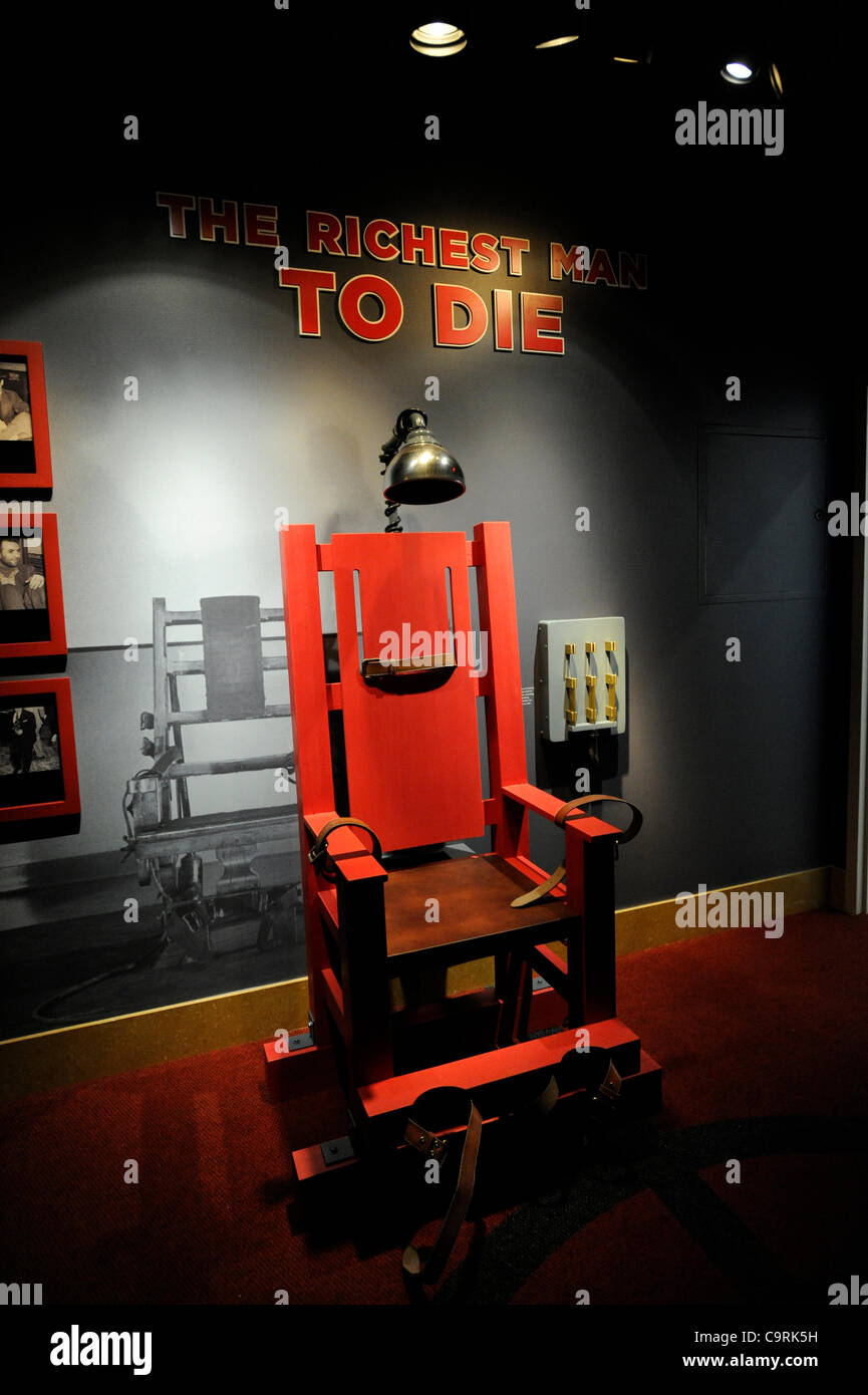 Feb. 13, 2012 Las Vegas, Nevada, USA A replica electric chair is displayed at The Mob Museum